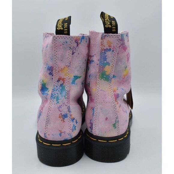 Dr Martens 1460 Womens Size 7 Pascal Pink Floral Rainbow Leather Combat Boots - Picture 8 of 11